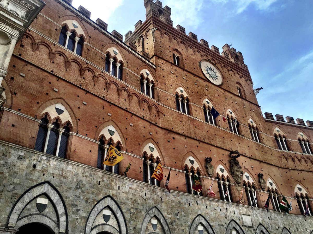 Palazzo Pubblico flags at Piazza del Campo