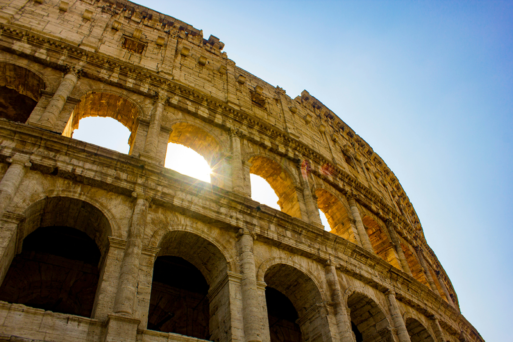 Exterior view of the Colosseum in Rome, Italy